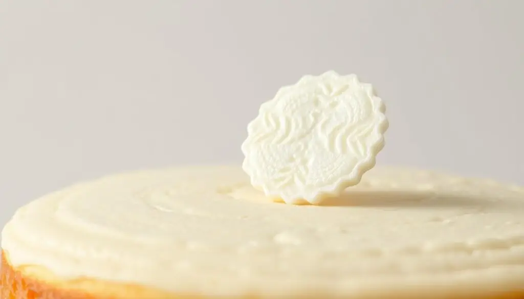 A close-up shot of a freshly baked cake, its surface smooth and evenly textured. In the foreground, a pristine white communion wafer, or opłatek, is carefully placed on the cake, its delicate design and translucent edges capturing the soft, natural lighting. The cake is set against a plain, neutral background, allowing the opłatek to be the central focus. The composition emphasizes the question of when the opłatek should be added, highlighting its importance in the overall presentation of the dessert. The image conveys a sense of thoughtfulness and attention to detail, reflecting the care and consideration that should be given to preparing the cake for a special occasion. A close-up shot of a freshly baked cake, its surface smooth and evenly textured. In the foreground, a pristine white communion wafer, or opłatek, is carefully placed on the cake, its delicate design and translucent edges capturing the soft, natural lighting. The cake is set against a plain, neutral background, allowing the opłatek to be the central focus. The composition emphasizes the question of when the opłatek should be added, highlighting its importance in the overall presentation of the dessert. The image conveys a sense of thoughtfulness and attention to detail, reflecting the care and consideration that should be given to preparing the cake for a special occasion.