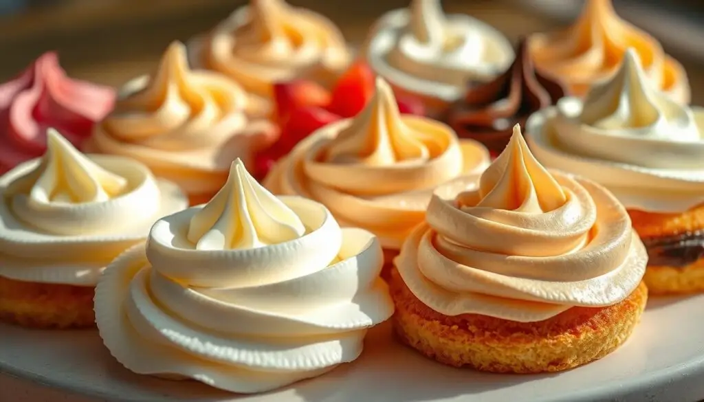 A delectable array of homemade cake frosting and fillings, meticulously prepared in advance for a bountiful celebration. The creamy textures and vibrant hues evoke a sense of decadence, perfectly complementing the rich, moist sponges they will adorn. Soft peaks of whipped cream, silky buttercream, and luscious ganache are elegantly displayed, showcasing the versatility of these essential cake components. Hints of vanilla, chocolate, and fruit infuse the compositions, tantalizing the senses and inspiring mouthwatering anticipation. Lit by warm, natural lighting that casts gentle shadows, the image exudes an air of culinary artistry and meticulous preparation, ready to elevate any festive gathering. A delectable array of homemade cake frosting and fillings, meticulously prepared in advance for a bountiful celebration. The creamy textures and vibrant hues evoke a sense of decadence, perfectly complementing the rich, moist sponges they will adorn. Soft peaks of whipped cream, silky buttercream, and luscious ganache are elegantly displayed, showcasing the versatility of these essential cake components. Hints of vanilla, chocolate, and fruit infuse the compositions, tantalizing the senses and inspiring mouthwatering anticipation. Lit by warm, natural lighting that casts gentle shadows, the image exudes an air of culinary artistry and meticulous preparation, ready to elevate any festive gathering.