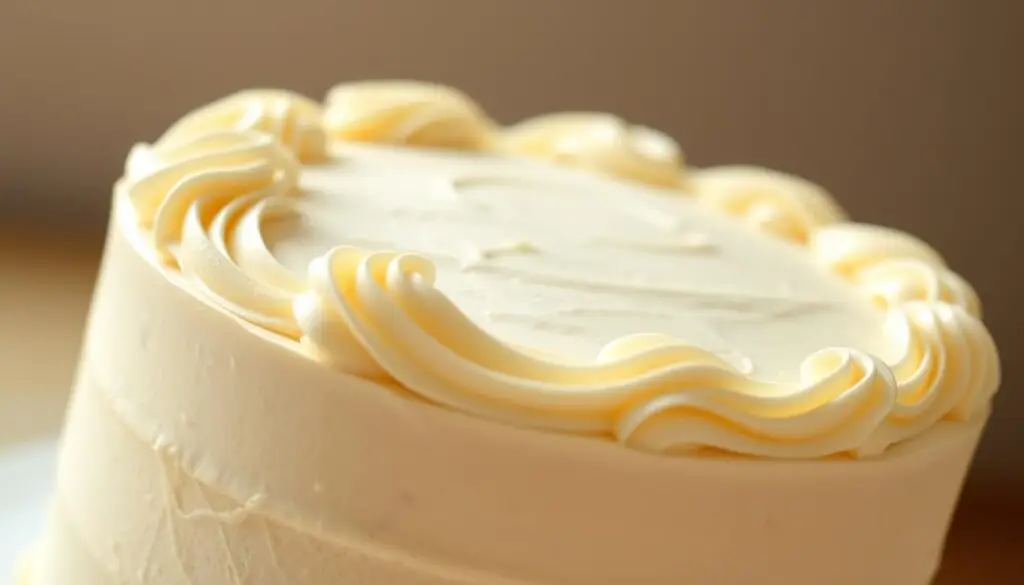 A delicately decorated cake, with smooth buttercream frosting adorning its sides. The frosting is piped in elegant, swirling patterns, creating a visually appealing and textural contrast to the plain cake. The lighting is soft and diffused, casting a warm, inviting glow on the scene. The camera angle is slightly elevated, providing a clear view of the cake's intricate decoration. The background is blurred, keeping the focus on the beautifully presented cake, ready to be the centerpiece of a special occasion. A delicately decorated cake, with smooth buttercream frosting adorning its sides. The frosting is piped in elegant, swirling patterns, creating a visually appealing and textural contrast to the plain cake. The lighting is soft and diffused, casting a warm, inviting glow on the scene. The camera angle is slightly elevated, providing a clear view of the cake's intricate decoration. The background is blurred, keeping the focus on the beautifully presented cake, ready to be the centerpiece of a special occasion.