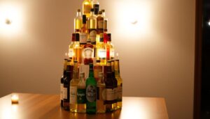 tort z butelką alkoholu