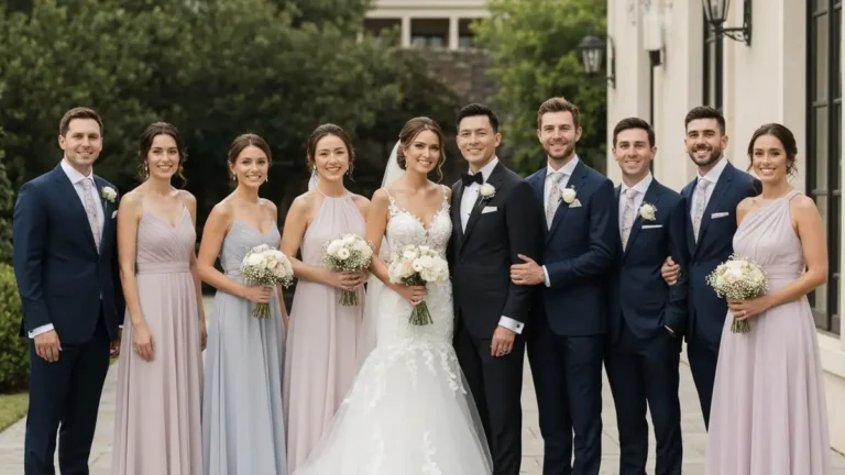 Świadkowie pary młodej w eleganckiej stylizacji na ślubie