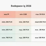 Tabela kwot koperty weselnej 2026 z podziałem na typy relacji i wysokość darów pieniężnych