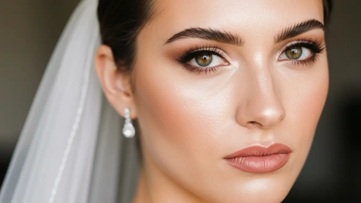 Makijaż ślubny 2026 - panna młoda z naturalnym rozświetlonym makijażem w stylu glowy skin